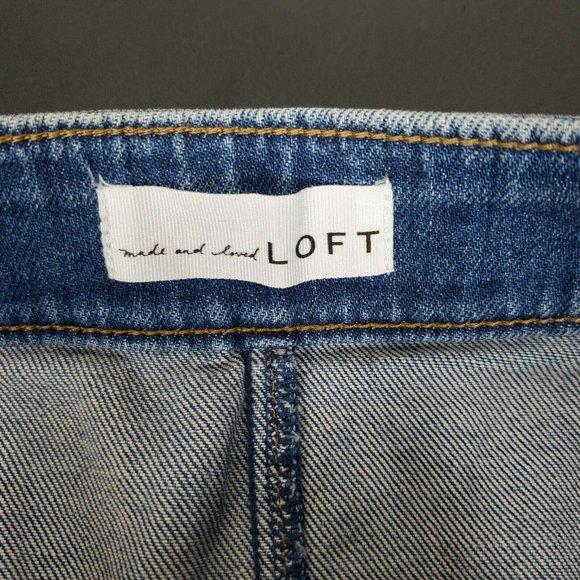 Ann Taylor LOFT Denim Skirt Women's Size 10 Blue Jean Button Front A Line Mini - Picture 7 of 9